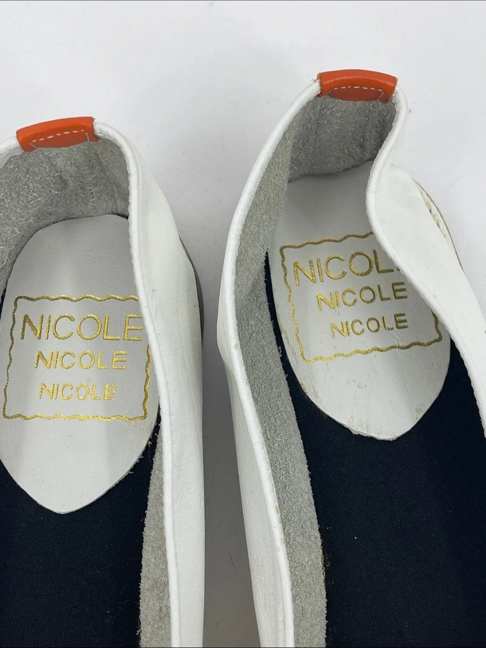 Nicole Raven SIZE 8.5 M yellow and White Leather Slip-On Loafers FIT NARROW